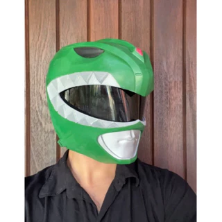 Máscara capacete power ranger verde cosplay impressão 3d power rangers