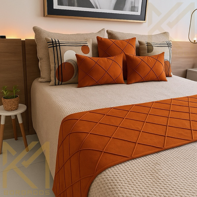 Kit Peseira Suede Queen +2 Capas de Almofada Retangular baguete