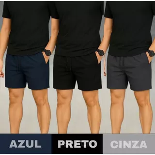 Kit 3 Shorts Tactel Bermuda Masculina Mauricinho Kit Short Tectel Praia Short Masculino Liso