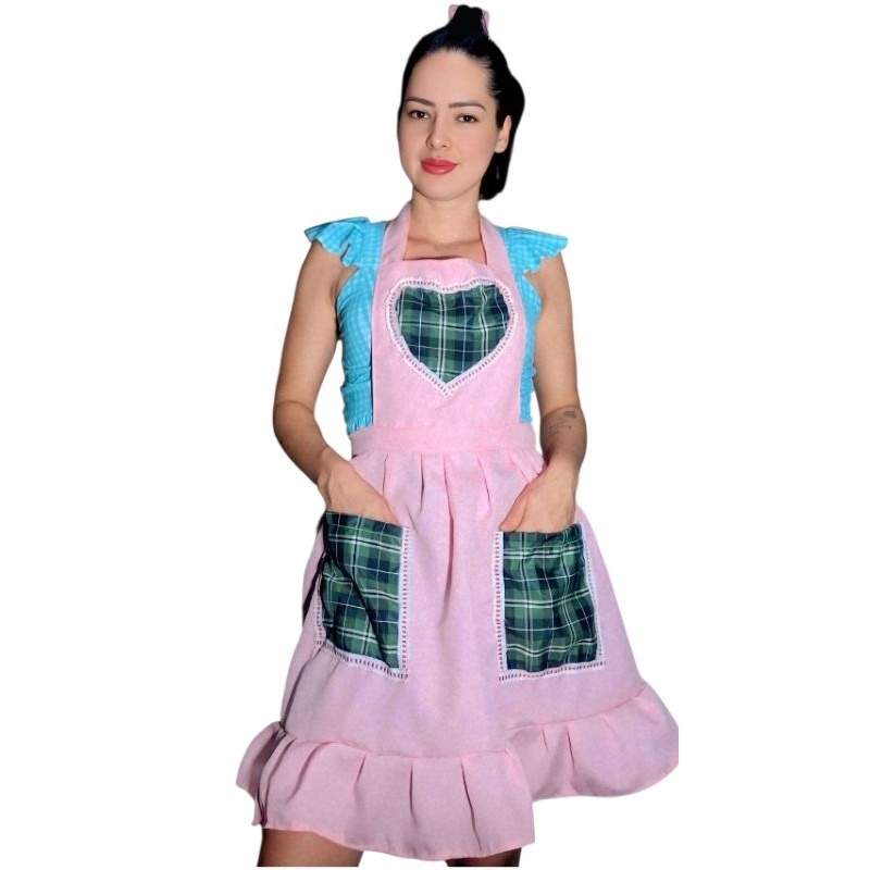 FANTASIA DONA FLORINDA, incluso bobs para o cabelo, avental da