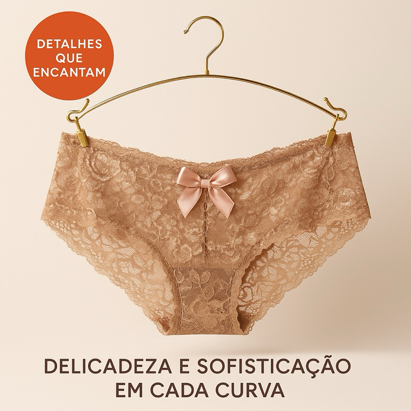 Calcinha caleçon em renda com lacinho, confortável e sensual, cobre ...