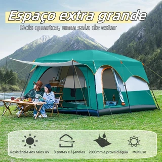Barraca Camping Acampamento 12-16 Pessoas Grande Varanda 430x305x200cm  Impermeavel Luxe Tenda Familiar em Oferta na Shopee