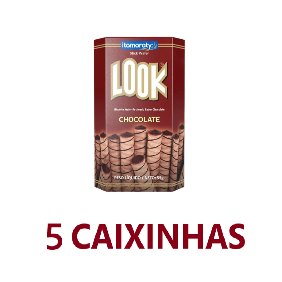 KIT 5 BISCOITOS/CANUDOS WAFER LOOK ITAMARATY CHOCOLATE DE 55g | Shopee ...