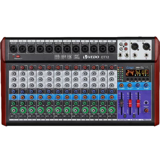 VEDO Mesa De Som 8/12 Canais Bluetooth Consolas Com Placas Digitais Gravacäo USB Flash Drive/OTG 24DSP Phantom De 48V em Oferta na Shopee