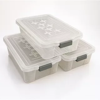 Kit 3 Caixas Organizadoras Transparente 8,5 L Com Tampa Trava Resistente Remédios Documentos