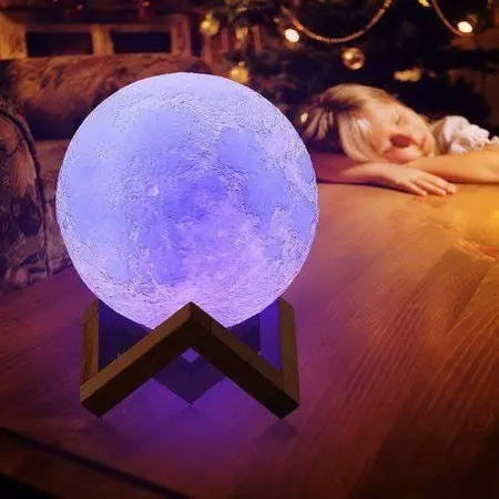 Luminária Lua Cheia 3D 10cm Abajur Decoração de Ambientes Decoração Escritório Iluminação Elegante para os Ambientes