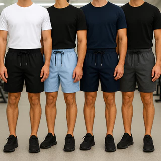 KIT 4 Short Masculino Mauricinho Tactel Elastano Básico liso Bermuda Masculina Dryfit academia