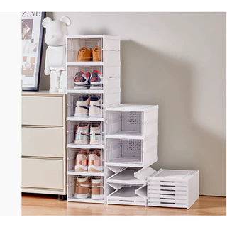 Design de 6 camadasCaixa De Sapato Dobrável Armazenamento Transparentes Sapateira Empilhável Prova De Poeira Dormitório