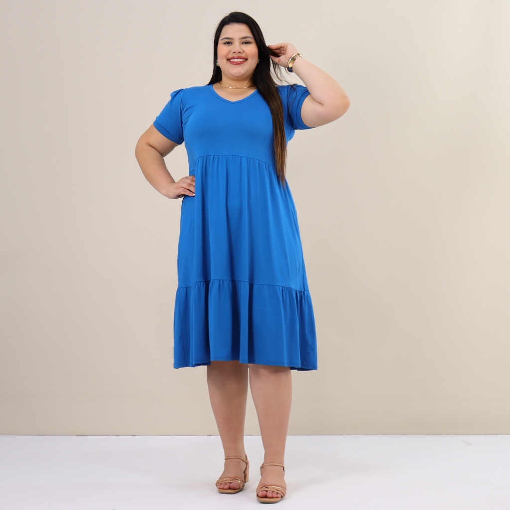 Vestido Midi Malha Plus Size Moda Feminina Soltinho 3 Marias Princesa ...