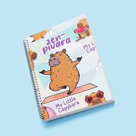 Caderno universitário capa dura  - 10 matérias e 200 folhas - decorado  – linha capivara 