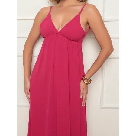 Vestido feminino soltinho longo costa nua decote alças finas