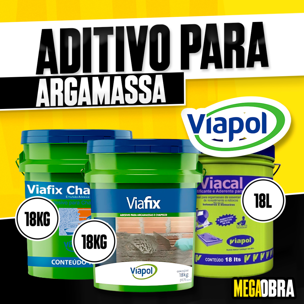Aditivo para Argamassa 18L | Viapol | Viafix (Adesivo) ou Viacal (Liga ...