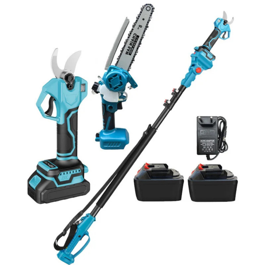 Kit Motosserra + Tesoura Elétrica Com Cabo Extensor Até 2m - 2 Baterias ...