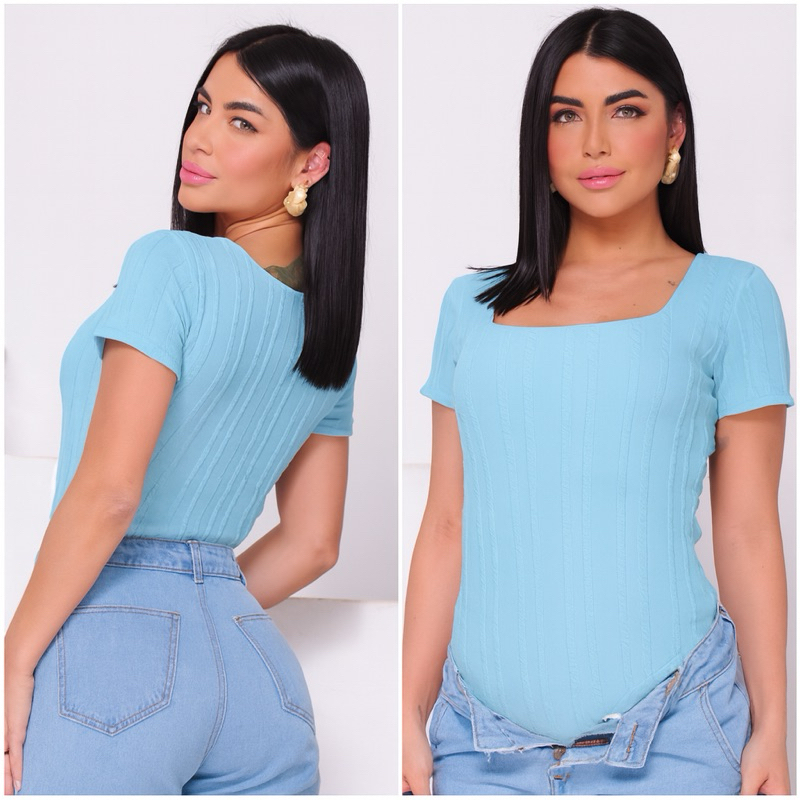 Body Femenino Manga Curta Verão Forrado Rivana Premium Casual | Shopee ...