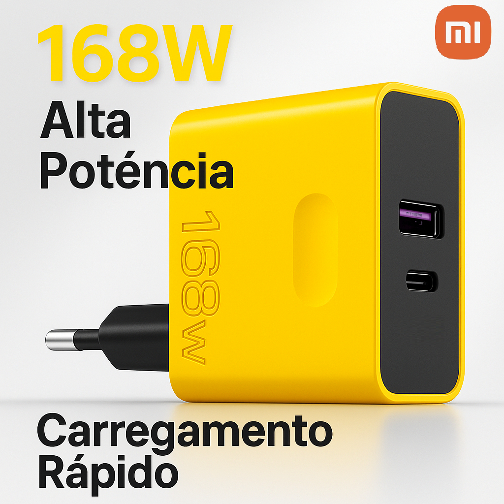 Carregador XIAOMI 168W ORIGINAL com Cabo Tipo C 6A Carga Rápida Power