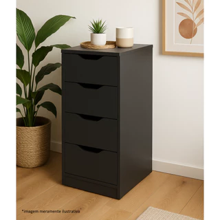 Gaveteiro Multiuso 4 Gavetas Preto – Organizador Para Quarto e Escritório Multivisão