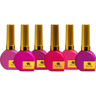 Kit 6 Esmalte em Gel LUXO Led Uv Lirio Nail Gel 18ml Uv/Led Cores Novas Vivas E Vibrantes Tons Nude, tons Rosa