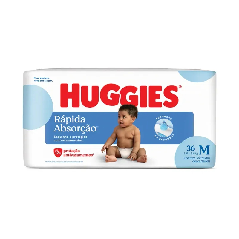 FRALDA HUGGIES RÁPIDA ABSORÇÃO MEGUINHA M 36 un | Shopee Brasil