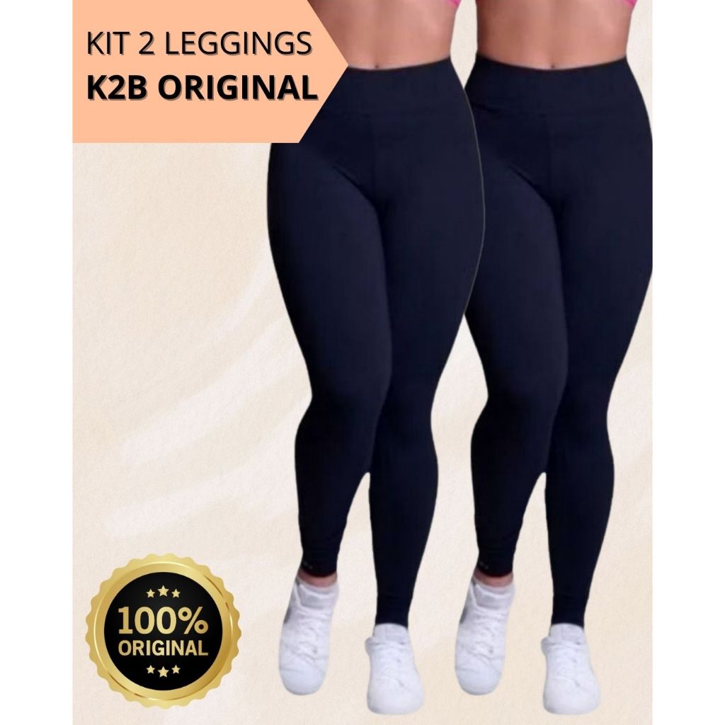 Kit 2 Calças Leggings K2B Original Zero Transparência Cintura Alta ...