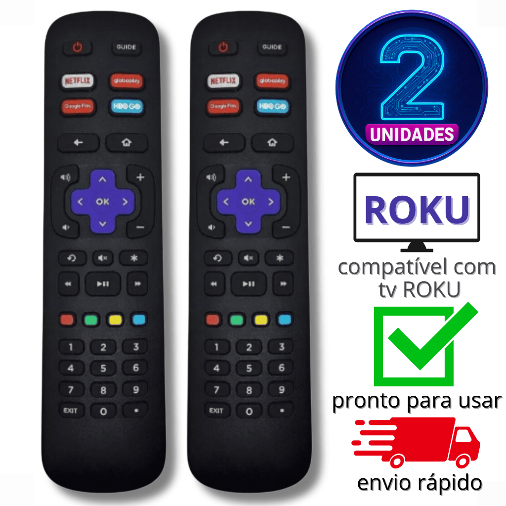Kit 2 Controle Remoto Compatível Roku Tv Smart TV | Shopee Brasil