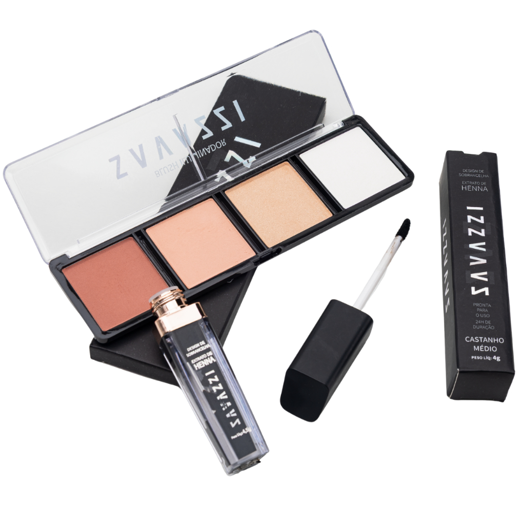 Quarteto Blush Iluminador + Henna para Sobrancelha Pronta Para Uso