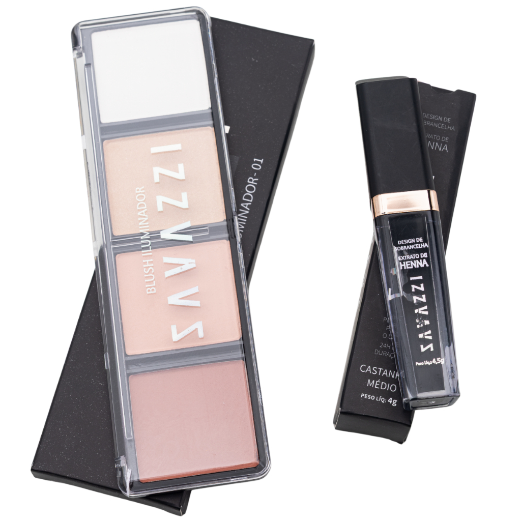 Quarteto Blush Iluminador + Henna para Sobrancelha Pronta Para Uso