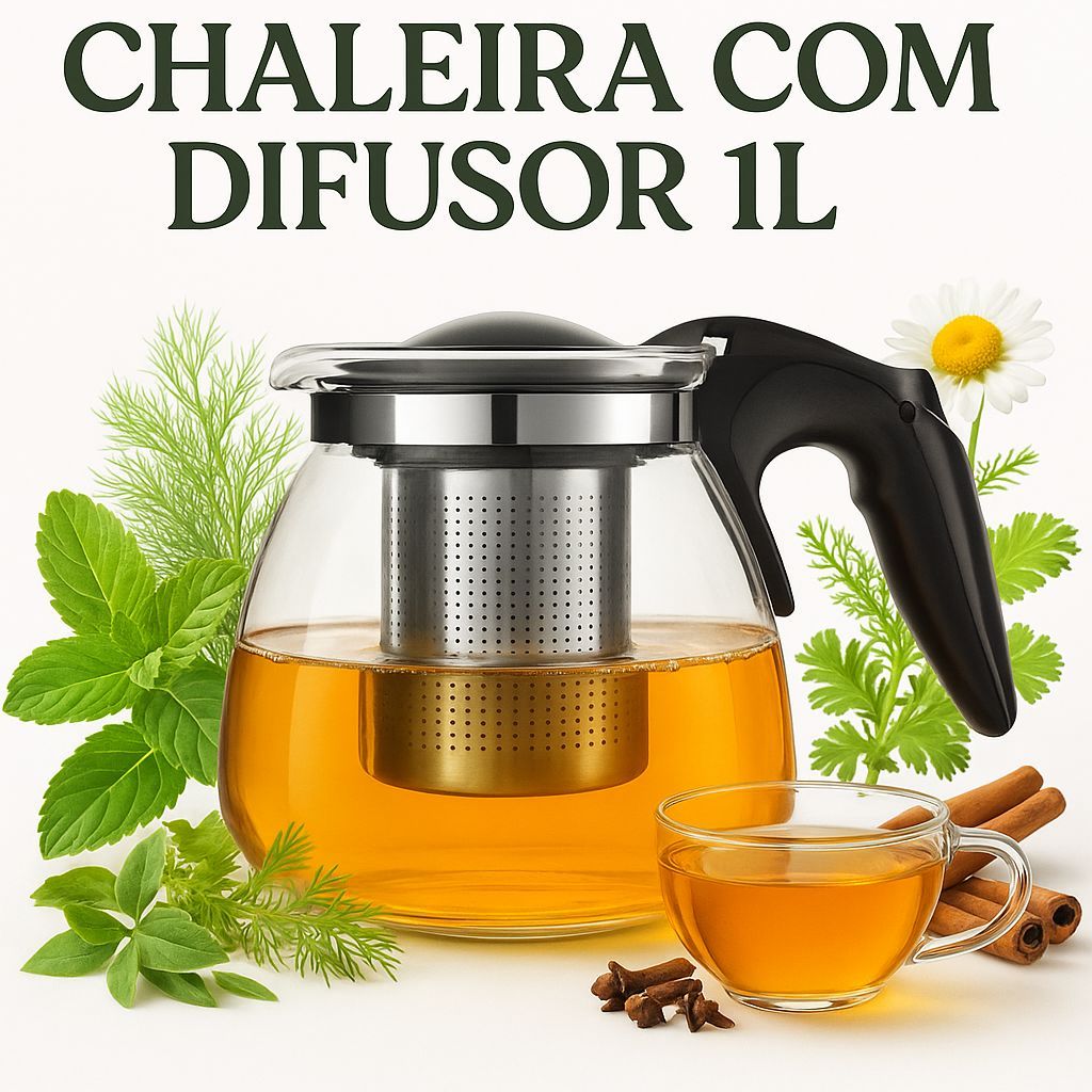 Chaleira Com Infusor De Vidro 900ml Para Chá Bule