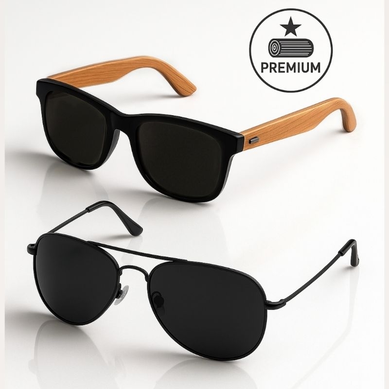 Óculos de Sol Masculino Polarizado UV400 Estilo Madeira Estiloso Escuro ...