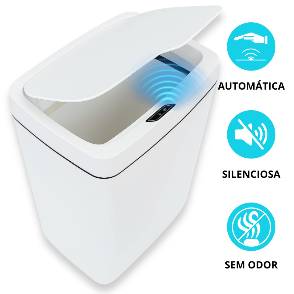 Lixeira Automática Inteligente Com Sensor de Movimento Lixo Banheiro Cozinha Escritório Casa