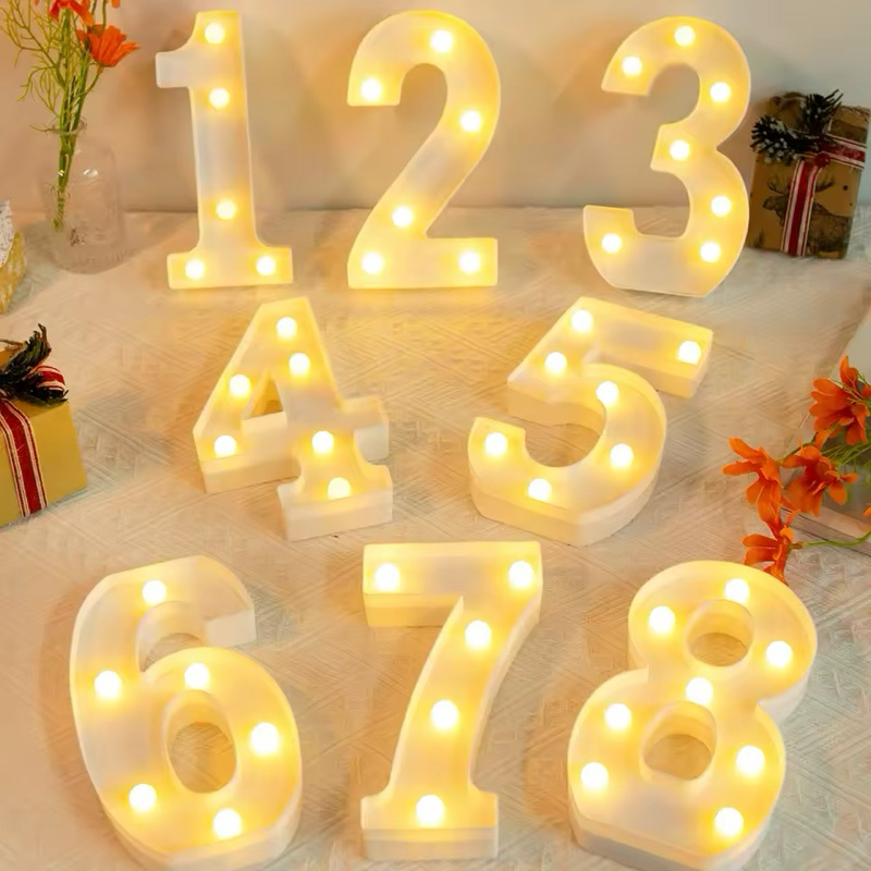 Kit 2 peças Numero Led Luminária 3D Decorativa Branco 16CM / 21CM ...