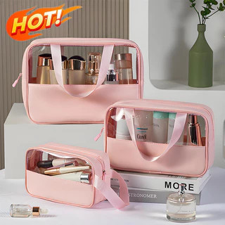 Kit 3 Necessaire Maquiagem Feminina Transparente bolsa de lavagem de maquiagem a prova de água -Q3/4