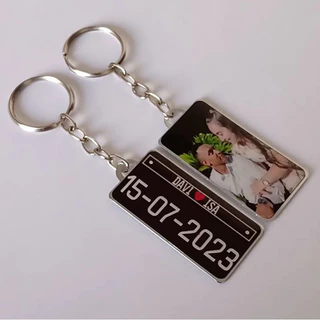 2 Chaveiros Frente e Verso Personalizados Foto Placa Mercosul,nome,namorados,casal,crie sua Plaquinha.