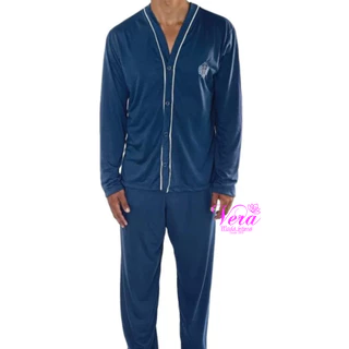 Pijama Conjunto Masculino Adulto Aberto Botão Cumprido longo Manga Longa Roupa Masculina Adulto em Oferta na Shopee