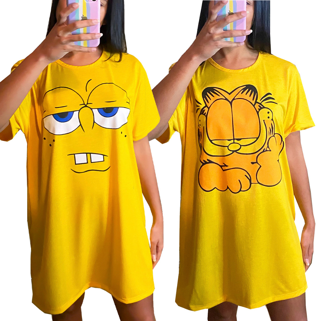 Camisão Camisola Plus Size XG patolino e minnie jerry snoopy stitch bob esponja garfield