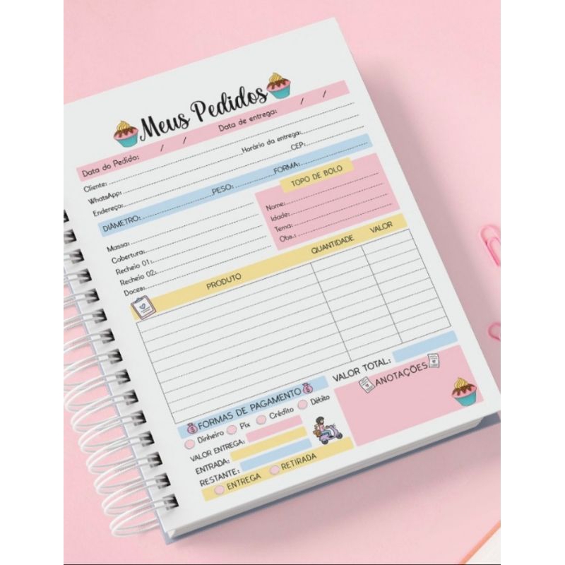 Caderno de pedidos