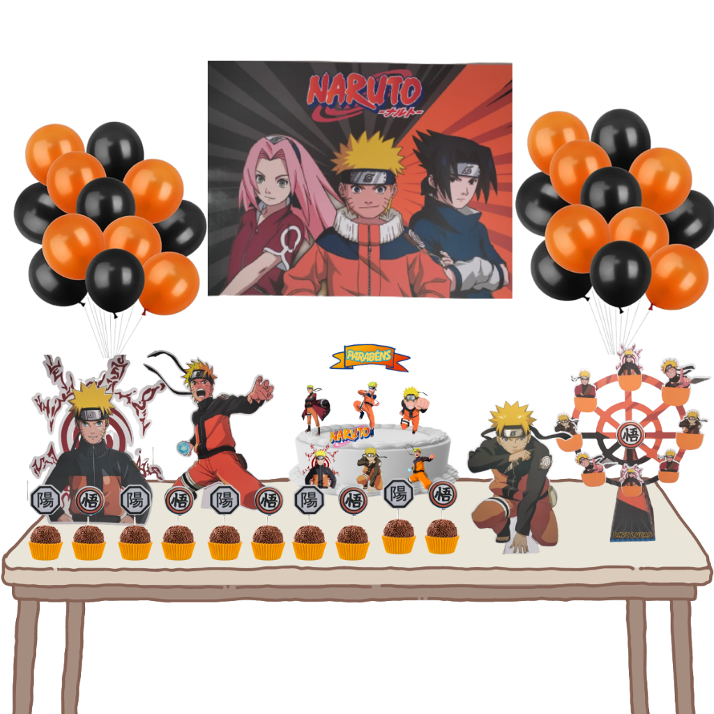 Kit Ouro Festa Aniversário Boruto Naruto Desenho Decoração Cenários