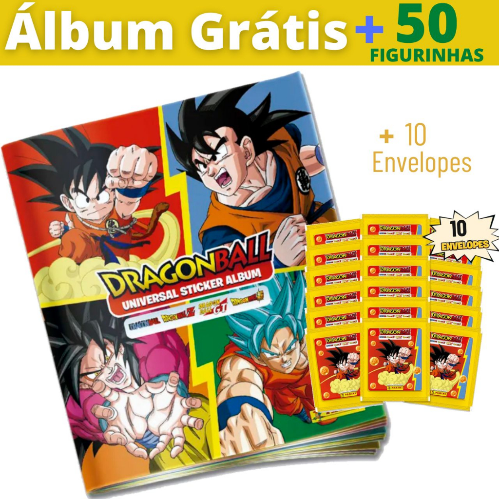 Álbum Dragon Ball Universal 2023 C 50 Figurinhas São 10 Enve
