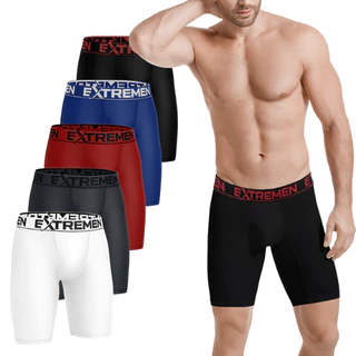 Kit 5 Cueca Box Ciclista Boxer Perna Longa Lisa Microfibra