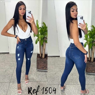 Calça Jeans Feminina Cintura Alta com Lycra (elastano) efeito Empina bumbum