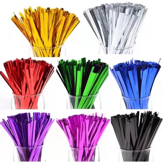 kit 100~600 Amarrilho Fecho P/ Embalagem Colorido Metalizado 11 cmx4mm 30 % OFF//