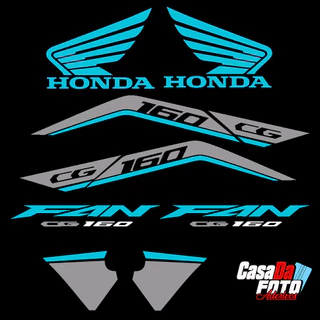 Adesivo Honda Fan 160 Azul Céu Kit Faixa de recorte Laminada