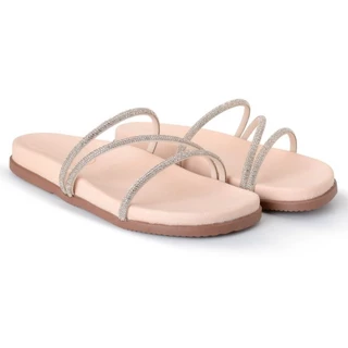 Papete Rasteirinha Feminina Sandália Strass Birken Pedraria Brilho luxo
