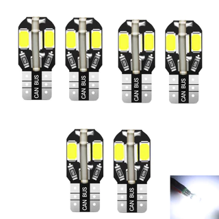6 Lâmpadas Led Pingo T10 Com Canbus 8 Leds 6000k 12v 4w