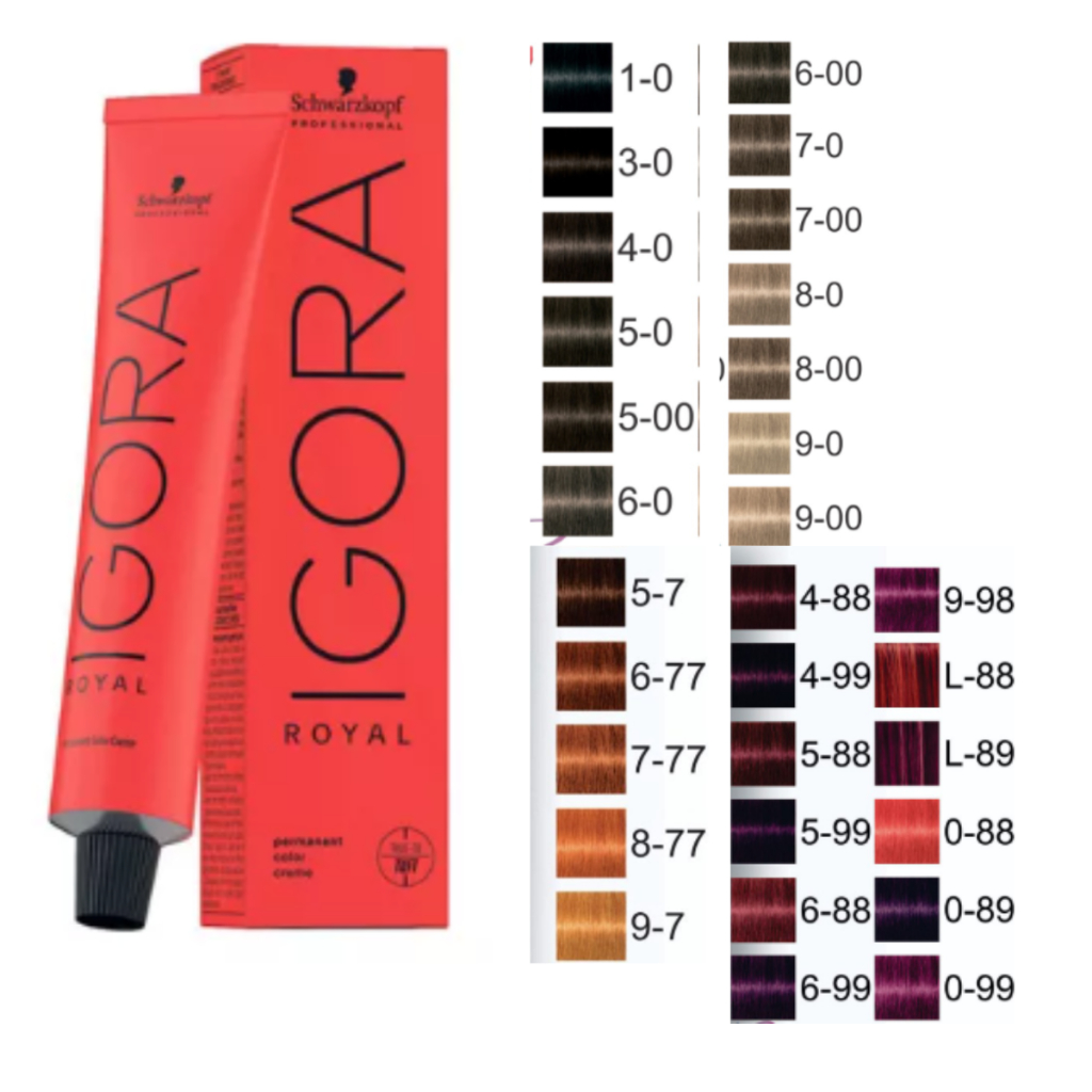 IGORA Royal COLORAÇÃO 60g - Schwarzkopf (ESCOLHA A SUA NAS VARIAÇÕES 1-0 , 3-0 , 4-0 , 5-0 ,6,77, 6-0 , 9,98 , 7-0 , 7-00 , 8-0 , 8-00 , 9-0 , 9-00,8.77- 9.7- 7.77,0-77 ENTRE OUTRAS)