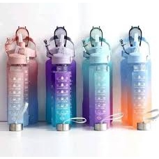 Kit com 3 Garrafas Garrafa De Água Squeeze Academia Com 2L e 900ml e 300ml Portátil Adesivos*ENVIO IMEDIATO*