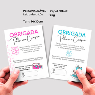 Carta de Agradecimento ao Cliente com dados Personalizada Cartão para lojas, ecommerce, empresa. 10x14cm