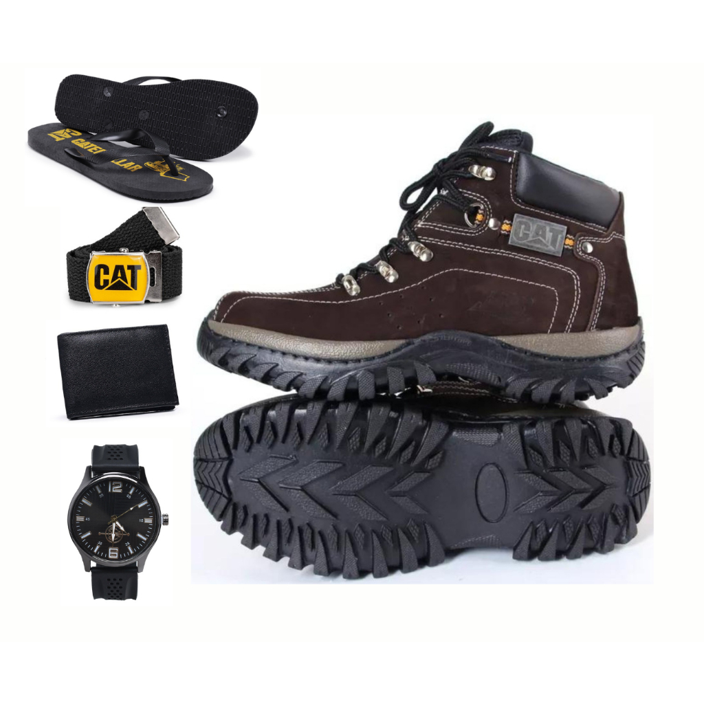 Bota Coturno Masculino Confortável Estilosa Oferta + Chinelo + Cinto + Carteira + Relógio