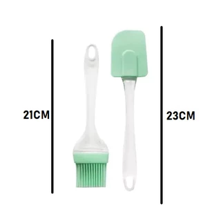 Conjunto Espátula Pão Duro E Pincel Silicone 21cm e 23cm Culinário Cabo Acrílico Resistente Multiuso Universal Multicolorido em Oferta na Shopee