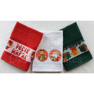 Presente De Natal Toalha De Lavabo Combo C/ 03 Kits De 03 Unidades