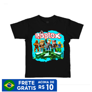 Camiseta Roblox Logo Preto Camisa Adulto e Infantil Ah01895